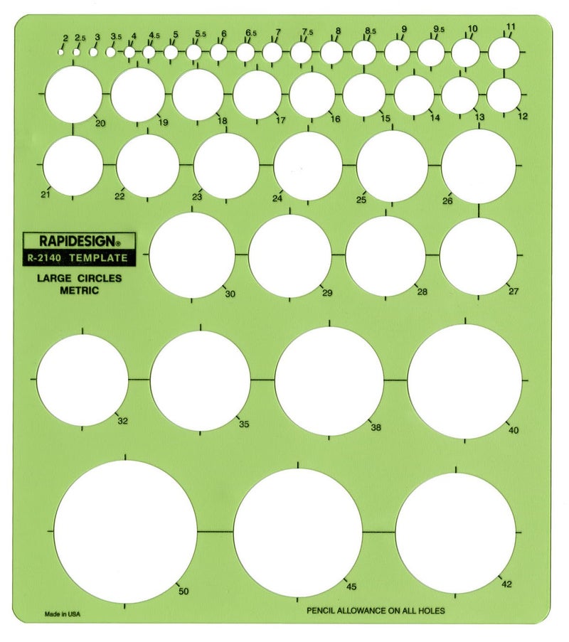 Rapidesign Metric Large Circles Template, 1 Each (R2140)